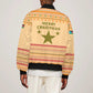 South Sudan Christmas Bomber Jacket Beige Tribal Pattern, National Emblem, and Green Star Motif - African Pride