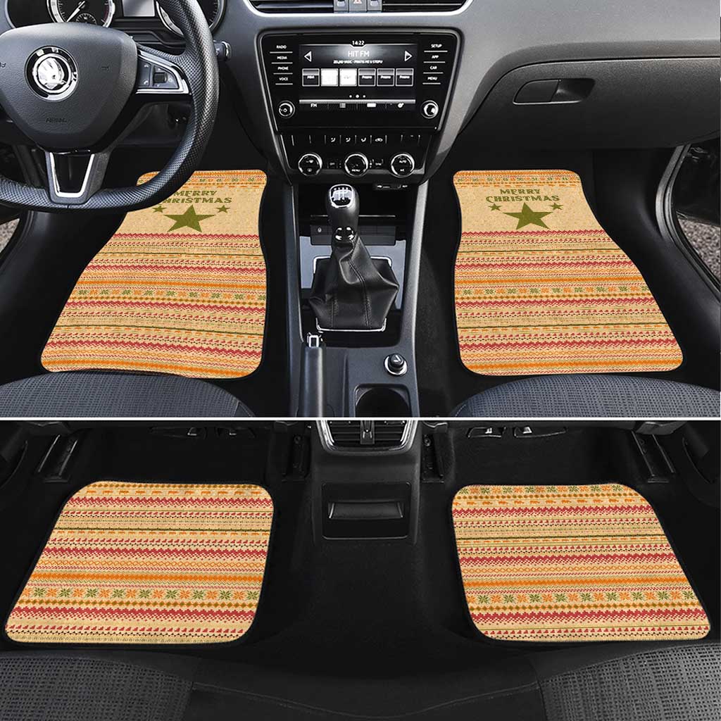 South Sudan Christmas Car Mats Beige Tribal Pattern, National Emblem, and Green Star Motif - African Pride