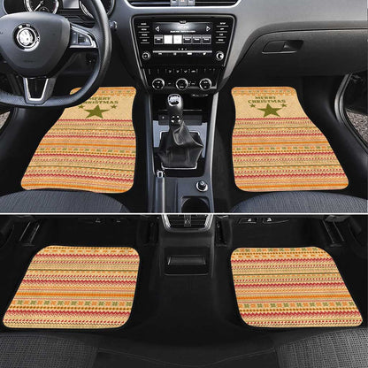 South Sudan Christmas Car Mats Beige Tribal Pattern, National Emblem, and Green Star Motif - African Pride