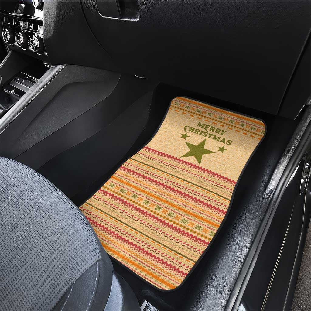 South Sudan Christmas Car Mats Beige Tribal Pattern, National Emblem, and Green Star Motif - African Pride