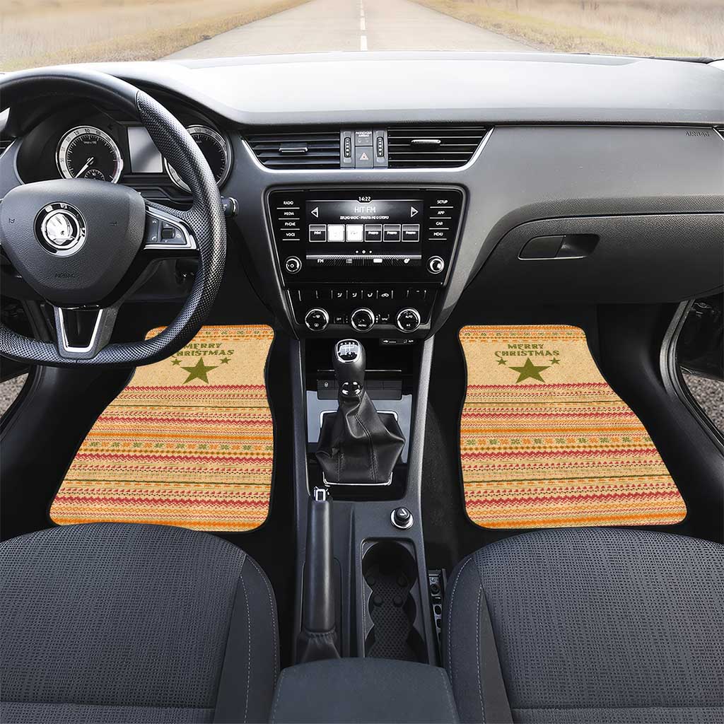 South Sudan Christmas Car Mats Beige Tribal Pattern, National Emblem, and Green Star Motif - African Pride