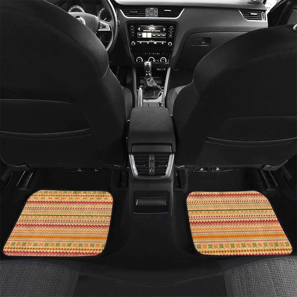 South Sudan Christmas Car Mats Beige Tribal Pattern, National Emblem, and Green Star Motif - African Pride