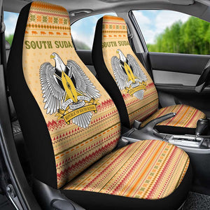 South Sudan Christmas Car Seat Cover Beige Tribal Pattern, National Emblem, and Green Star Motif - African Pride
