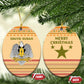 South Sudan Christmas Ceramic Ornament Beige Tribal Pattern, National Emblem, and Green Star Motif - African Pride