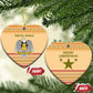 South Sudan Christmas Ceramic Ornament Beige Tribal Pattern, National Emblem, and Green Star Motif - African Pride