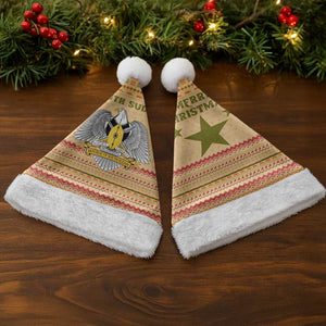 South Sudan Christmas Santa Hat Beige Tribal Pattern, National Emblem, and Green Star Motif - African Pride