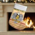 South Sudan Christmas Stocking Beige Tribal Pattern, National Emblem, and Green Star Motif - African Pride