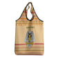 South Sudan Christmas Grocery Bag Beige Tribal Pattern, National Emblem, and Green Star Motif - African Pride