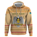 South Sudan Christmas Hoodie Beige Tribal Pattern, National Emblem, and Green Star Motif - African Pride