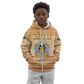 South Sudan Christmas Kid Hoodie Beige Tribal Pattern, National Emblem, and Green Star Motif - African Pride
