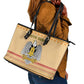 South Sudan Christmas Leather Tote Bag Beige Tribal Pattern, National Emblem, and Green Star Motif - African Pride