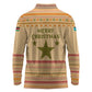 South Sudan Christmas Long Sleeve Polo Shirt Beige Tribal Pattern, National Emblem, and Green Star Motif - African Pride
