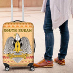 South Sudan Christmas Luggage Cover Beige Tribal Pattern, National Emblem, and Green Star Motif - African Pride