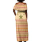 South Sudan Christmas Off Shoulder Maxi Dress Beige Tribal Pattern, National Emblem, and Green Star Motif - African Pride