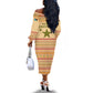 South Sudan Christmas Off The Shoulder Long Sleeve Dress Beige Tribal Pattern, National Emblem, and Green Star Motif - African Pride