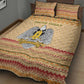 South Sudan Christmas Quilt Bed Set Beige Tribal Pattern, National Emblem, and Green Star Motif - African Pride