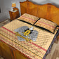 South Sudan Christmas Quilt Bed Set Beige Tribal Pattern, National Emblem, and Green Star Motif - African Pride