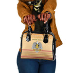 South Sudan Christmas Shoulder Handbag Beige Tribal Pattern, National Emblem, and Green Star Motif - African Pride