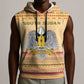 South Sudan Christmas Sleeveless Hoodie Beige Tribal Pattern, National Emblem, and Green Star Motif - African Pride
