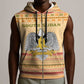 South Sudan Christmas Sleeveless Zip Hoodie Beige Tribal Pattern, National Emblem, and Green Star Motif - African Pride