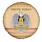 South Sudan Christmas Spare Tire Cover Beige Tribal Pattern, National Emblem, and Green Star Motif - African Pride