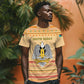 South Sudan Christmas T shirt Beige Tribal Pattern, National Emblem, and Green Star Motif - African Pride