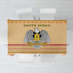 South Sudan Christmas Tablecloth Beige Tribal Pattern, National Emblem, and Green Star Motif - African Pride