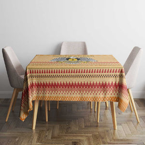 South Sudan Christmas Tablecloth Beige Tribal Pattern, National Emblem, and Green Star Motif - African Pride