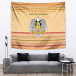 South Sudan Christmas Tapestry Beige Tribal Pattern, National Emblem, and Green Star Motif - African Pride