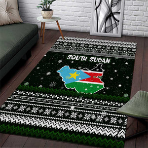 South Sudan Christmas Area Rug National Map Flag Colors and Sleeping Rhino Motif - African Pride