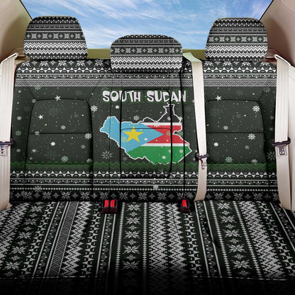 South Sudan Christmas Back Car Seat Cover National Map Flag Colors and Sleeping Rhino Motif - African Pride