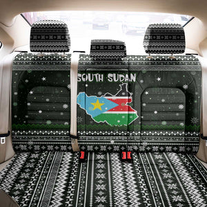 South Sudan Christmas Back Car Seat Cover National Map Flag Colors and Sleeping Rhino Motif - African Pride