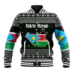 South Sudan Christmas Baseball Jacket National Map Flag Colors and Sleeping Rhino Motif - African Pride
