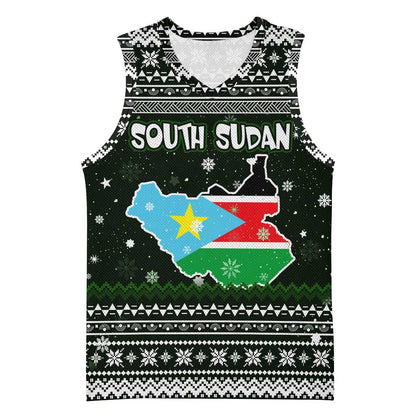 South Sudan Christmas Basketball Jersey National Map Flag Colors and Sleeping Rhino Motif - African Pride