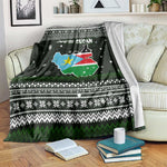 South Sudan Christmas Blanket National Map Flag Colors and Sleeping Rhino Motif - African Pride