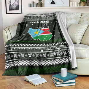 South Sudan Christmas Blanket National Map Flag Colors and Sleeping Rhino Motif - African Pride