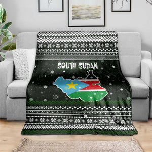 South Sudan Christmas Blanket National Map Flag Colors and Sleeping Rhino Motif - African Pride