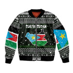 South Sudan Christmas Bomber Jacket National Map Flag Colors and Sleeping Rhino Motif - African Pride