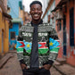 South Sudan Christmas Bomber Jacket National Map Flag Colors and Sleeping Rhino Motif - African Pride