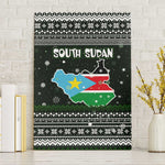 South Sudan Christmas Canvas Wall Art National Map Flag Colors and Sleeping Rhino Motif - African Pride