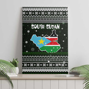 South Sudan Christmas Canvas Wall Art National Map Flag Colors and Sleeping Rhino Motif - African Pride