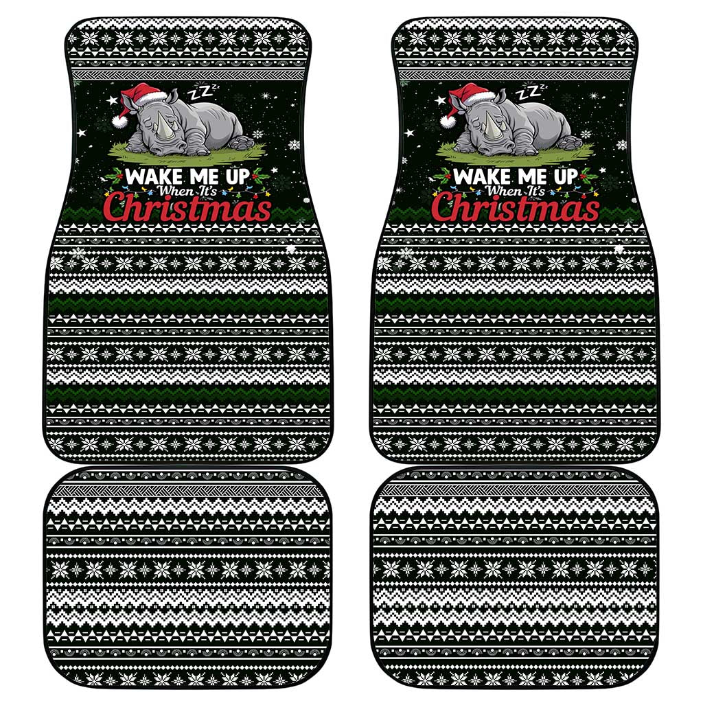 South Sudan Christmas Car Mats National Map Flag Colors and Sleeping Rhino Motif - African Pride