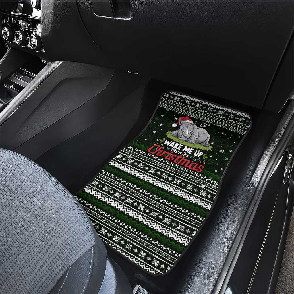 South Sudan Christmas Car Mats National Map Flag Colors and Sleeping Rhino Motif - African Pride