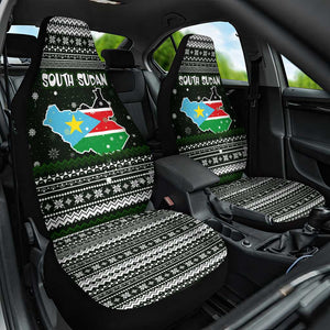 South Sudan Christmas Car Seat Cover National Map Flag Colors and Sleeping Rhino Motif - African Pride