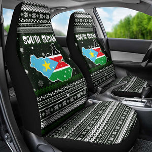 South Sudan Christmas Car Seat Cover National Map Flag Colors and Sleeping Rhino Motif - African Pride