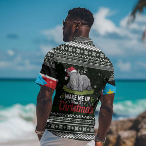 South Sudan Christmas Hawaiian Shirt National Map Flag Colors and Sleeping Rhino Motif - African Pride