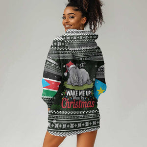 South Sudan Christmas Hoodie Dress National Map Flag Colors and Sleeping Rhino Motif - African Pride