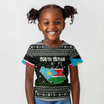 South Sudan Christmas Kid T shirt National Map Flag Colors and Sleeping Rhino Motif - African Pride
