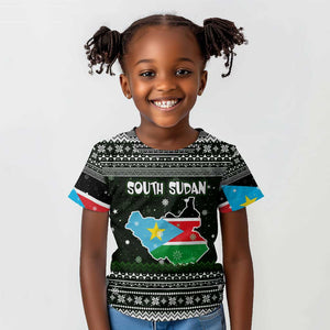 South Sudan Christmas Kid T shirt National Map Flag Colors and Sleeping Rhino Motif - African Pride