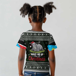 South Sudan Christmas Kid T shirt National Map Flag Colors and Sleeping Rhino Motif - African Pride